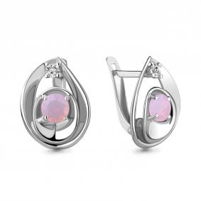 Серебряные серьги AQUAMARINE А47502606А с фианитом и опалом А47502606А фото