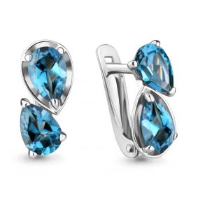 Серебряные серьги AQUAMARINE А4751308 с Лондон топазом А4751308 фото