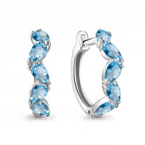 Серебряные серьги AQUAMARINE А4751505 с топазом А4751505 фото
