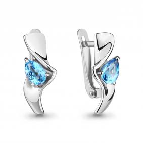 Серебряные серьги AQUAMARINE А4751805 с топазом А4751805 фото