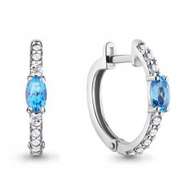 Серебряные серьги AQUAMARINE А4752105А с топазом и фианитом А4752105А фото