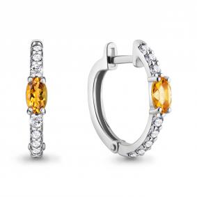 Серебряные серьги AQUAMARINE А4752106А с фианитом и цитрином А4752106А фото