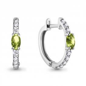 Серебряные серьги AQUAMARINE А4752107А с фианитом и хризолитом А4752107А фото