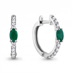 Серебряные серьги AQUAMARINE А4752109А с фианитом и агатом А4752109А фото