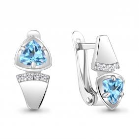 Серебряные серьги AQUAMARINE А4752405А с топазом и фианитом А4752405А фото
