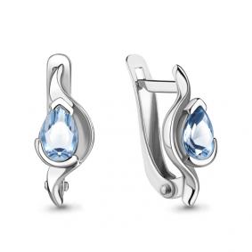 Серебряные серьги AQUAMARINE А4752505 с топазом А4752505 фото