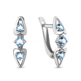 Серебряные серьги AQUAMARINE А4752605 с топазом А4752605 фото