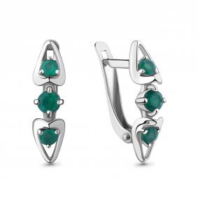 Серебряные серьги AQUAMARINE А4752609 с агатом А4752609 фото