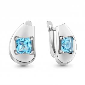 Серебряные серьги AQUAMARINE А4753305 с топазом А4753305 фото