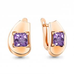 Серьги из золочёного серебра AQUAMARINE А4753325-п с алекситом А4753325-п фото