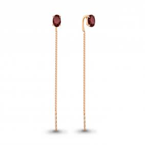 Серьги из золочёного серебра AQUAMARINE А4753803-п с гранатом А4753803-п фото