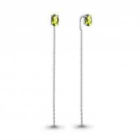 Серебряные серьги AQUAMARINE А4753807 с хризолитом А4753807 фото