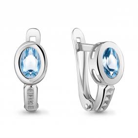 Серебряные серьги AQUAMARINE А4754605 с топазом А4754605 фото