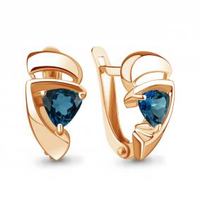 Серьги из золочёного серебра AQUAMARINE А4755408-п с Лондон топазом А4755408-п фото
