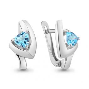 Серебряные серьги AQUAMARINE А4755505 с топазом А4755505 фото