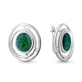 Серебряные серьги AQUAMARINE А4756496 с опалом А4756496 фото