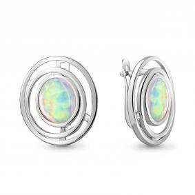 Серебряные серьги AQUAMARINE А4756498 с опалом А4756498 фото