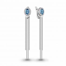 Серебряные серьги AQUAMARINE А4757505А с топазом и фианитом А4757505А фото