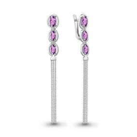 Серебряные серьги AQUAMARINE А4757704 с аметистом А4757704 фото