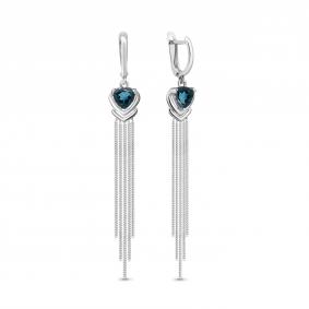 Серебряные серьги AQUAMARINE А4757808 с Лондон топазом А4757808 фото