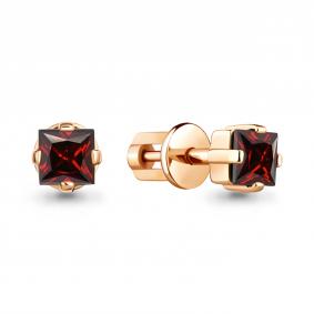 Серьги из золочёного серебра AQUAMARINE А4758603-п с гранатом А4758603-п фото