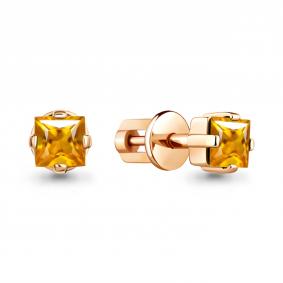 Серьги из золочёного серебра AQUAMARINE А4758606-п с цитрином А4758606-п фото