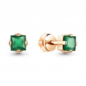 Серьги из золочёного серебра AQUAMARINE А4758609-п с агатом А4758609-п фото