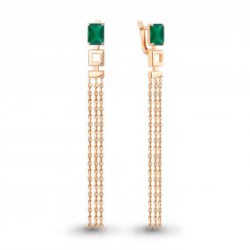 Серьги из золочёного серебра AQUAMARINE А4758709-п с агатом А4758709-п фото