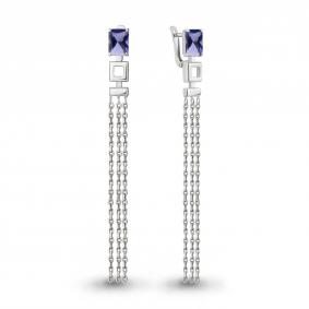 Серебряные серьги AQUAMARINE А47587603 с танзанитом А47587603 фото