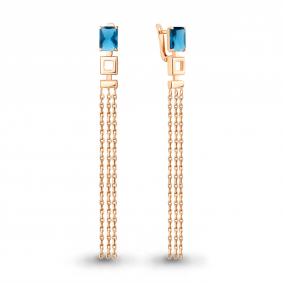 Серьги из золочёного серебра AQUAMARINE А4758793-п с Лондон топазом А4758793-п фото