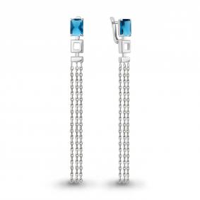 Серебряные серьги AQUAMARINE А4758793 с Лондон топазом А4758793 фото