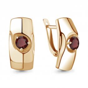 Серьги из золочёного серебра AQUAMARINE А4759203-п с гранатом А4759203-п фото