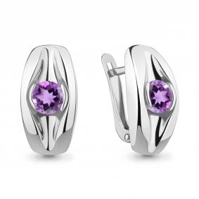 Серебряные серьги AQUAMARINE А4759304 с аметистом А4759304 фото