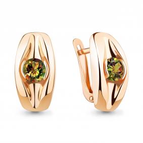 Серьги из золочёного серебра AQUAMARINE А4759319-п с султанитом А4759319-п фото