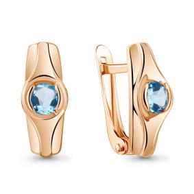 Серьги из золочёного серебра AQUAMARINE А4759405-п с топазом А4759405-п фото