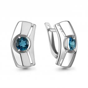 Серебряные серьги AQUAMARINE А4759608 с Лондон топазом А4759608 фото