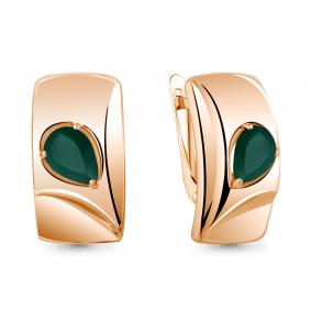 Серьги из золочёного серебра AQUAMARINE А4759809-п с агатом А4759809-п фото