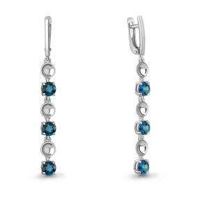 Серебряные серьги AQUAMARINE А4760108 с Лондон топазом А4760108 фото