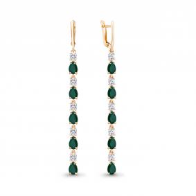 Серьги из золочёного серебра AQUAMARINE А4760209А-п с фианитом и агатом А4760209А-п фото