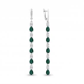 Серебряные серьги AQUAMARINE А4760209А с фианитом и агатом А4760209А фото