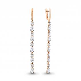 Серьги из золочёного серебра AQUAMARINE А47602А-п с фианитом А47602А-п фото