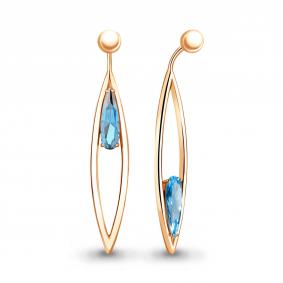 Серьги из золочёного серебра AQUAMARINE А4762192-п с топазом А4762192-п фото
