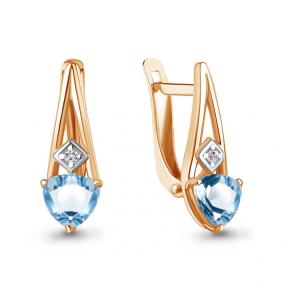 Серьги из золочёного серебра AQUAMARINE А4763205А-п с топазом и фианитом А4763205А-п фото