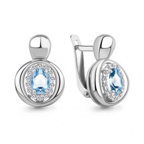 Серебряные серьги AQUAMARINE А4764705А с топазом и фианитом А4764705А фото