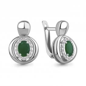 Серебряные серьги AQUAMARINE А4764709А с фианитом и агатом А4764709А фото