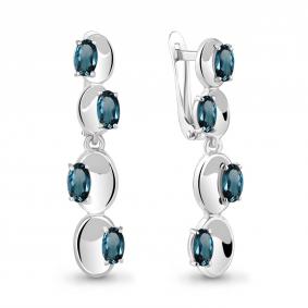 Серебряные серьги AQUAMARINE А4766108 с Лондон топазом А4766108 фото