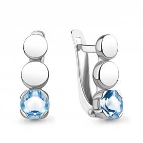 Серебряные серьги AQUAMARINE А4766705 с топазом А4766705 фото