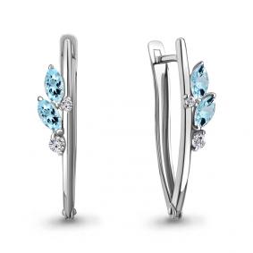 Серебряные серьги AQUAMARINE А4767502А с топазом и фианитом А4767502А фото