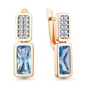 Серьги из золочёного серебра AQUAMARINE А4767992А-п с топазом и фианитом А4767992А-п фото