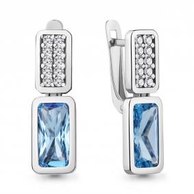 Серебряные серьги AQUAMARINE А4767992А с топазом и фианитом А4767992А фото